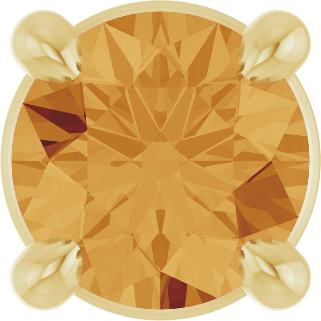 14K Gold Round Natural Citrine Solitaire Slide Necklace or Pendant - Yellow Gold