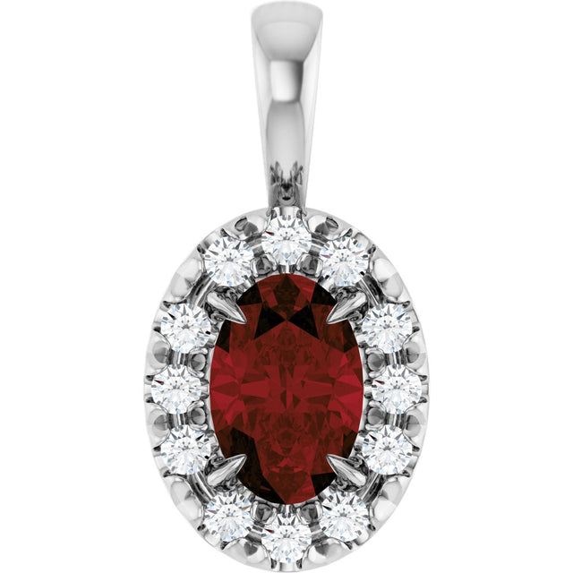 Platinum Emerald Natural Mozambique Garnet Halo-Style Necklace or Pendant