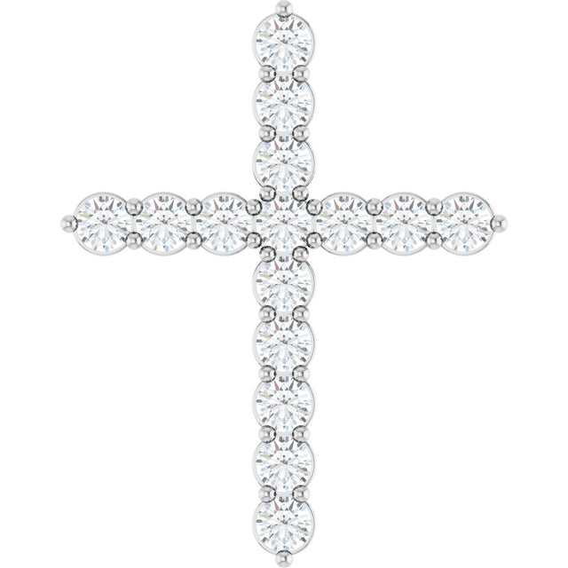 Platinum Round Natural Diamond Accented Cross Necklace or Pendant – up to 1/6 CTW