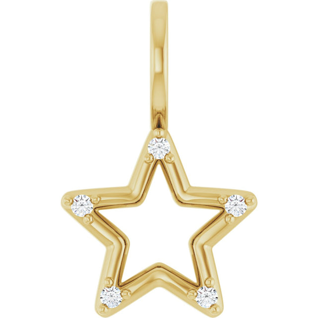 14K Gold Round Natural Diamond Accented Star Pendant – 0.03 CTW - Yellow Gold