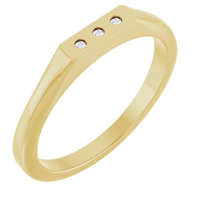 14K Gold Round Natural Diamond Three-Stone Ring – 1.2mm Stones - Yellow Gold