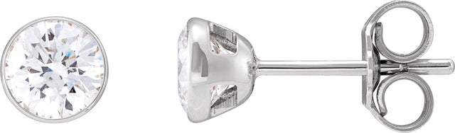14K Gold Natural Diamond Round Ultra-Lightweight Stud Earrings