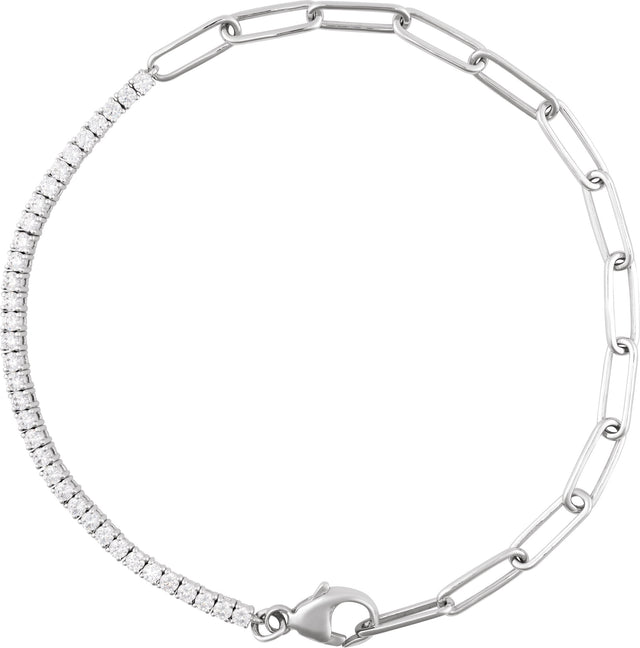 14K Gold Round Natural Diamond Line Bracelet – 1.9mm Stones - White Gold