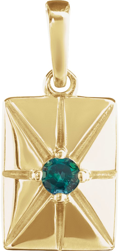 14K Gold Round Natural Alexandrite Accented Necklace or Pendant - Yellow Gold
