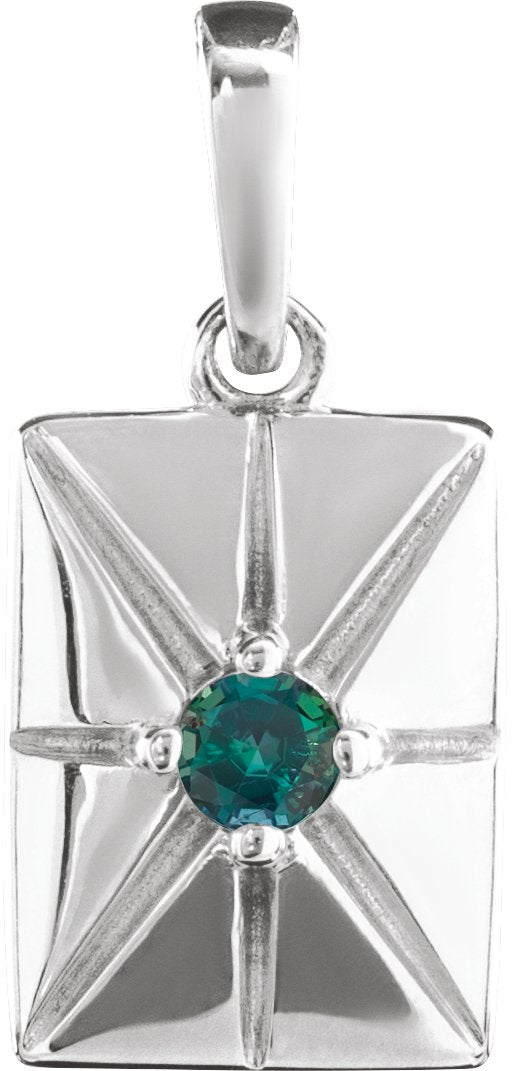 Platinum Round Natural Alexandrite Accented Necklace or Pendant
