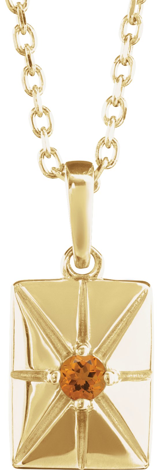 14K Gold Round Natural Citrine Accented Necklace or Pendant - Yellow Gold