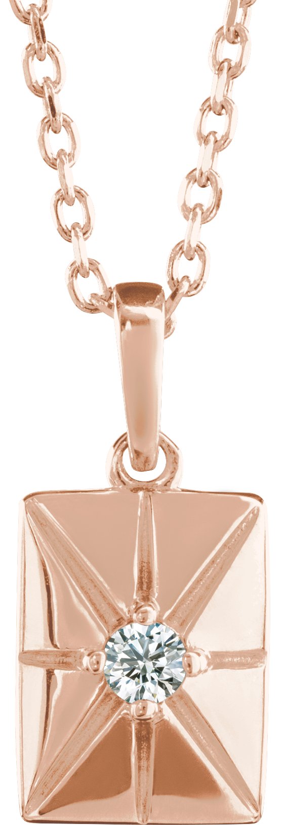14K Gold Round Natural Diamond Accented Necklace or Pendant - Rose Gold