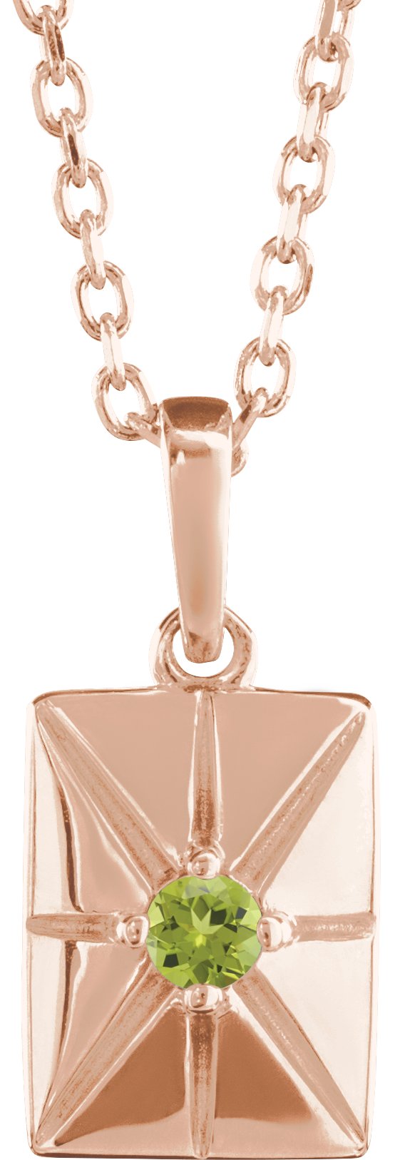 14K Gold Round Natural Peridot Accented Necklace or Pendant - Rose Gold