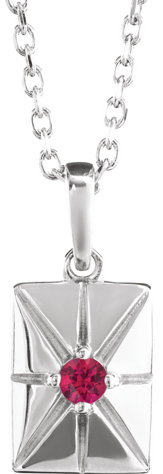 Platinum Round Natural Ruby Accented Necklace or Pendant