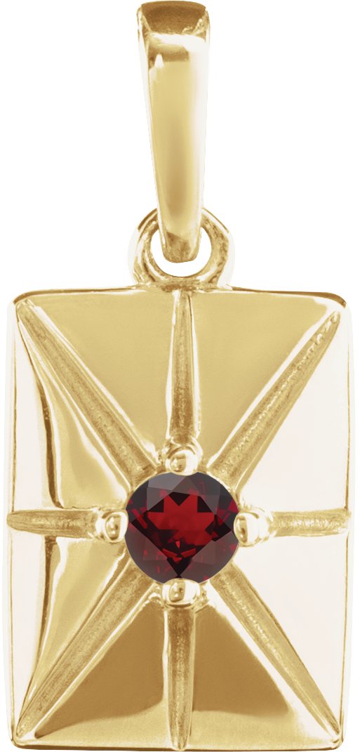14K Gold Round Natural Mozambique Garnet Accented Necklace or Pendant - Yellow Gold