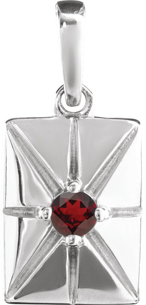 14K Gold Round Natural Mozambique Garnet Accented Necklace or Pendant - White Gold