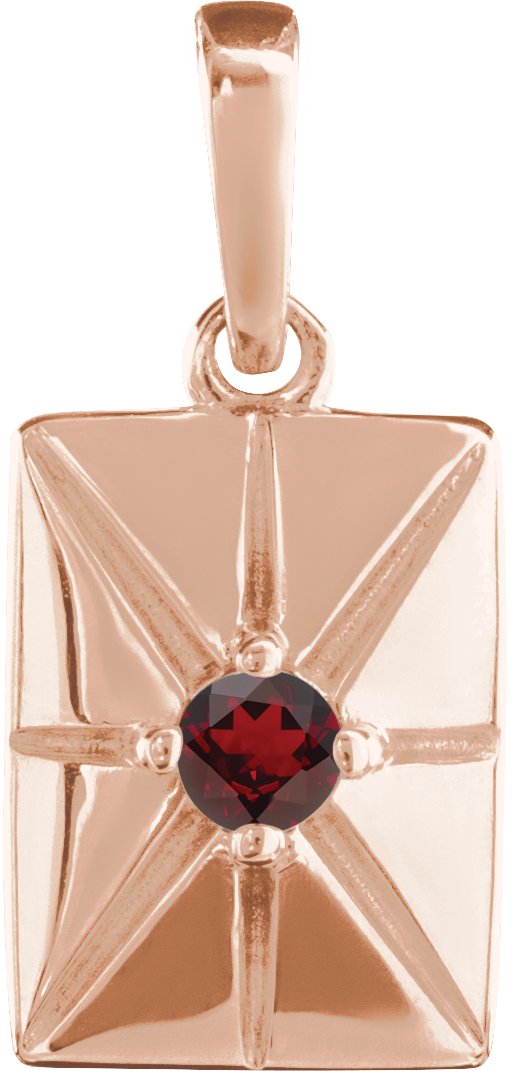 14K Gold Round Natural Mozambique Garnet Accented Necklace or Pendant - Rose Gold