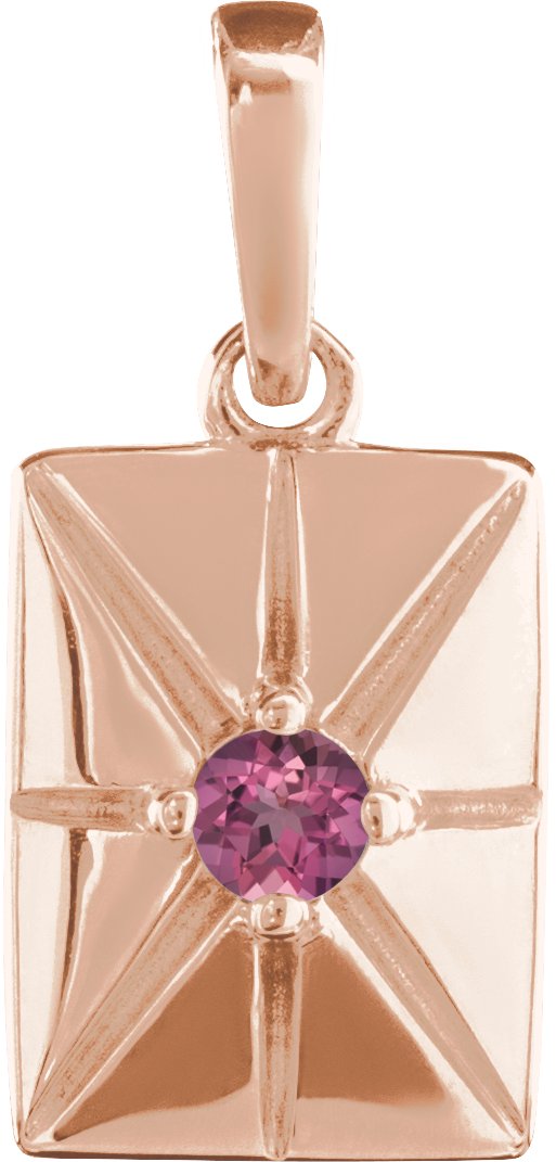 14K Gold Round Natural Pink Tourmaline Accented Necklace or Pendant - Rose Gold