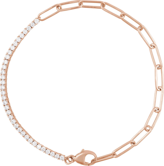 14K Gold Round Lab-Grown Diamond Line Bracelet – 1.9mm Stones - Rose Gold