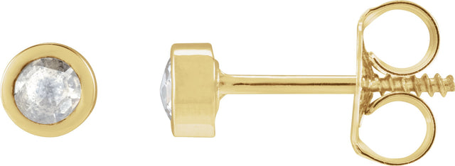 14K Gold Round Natural Diamond Youth Bezel-Set Stud Earrings - Yellow Gold