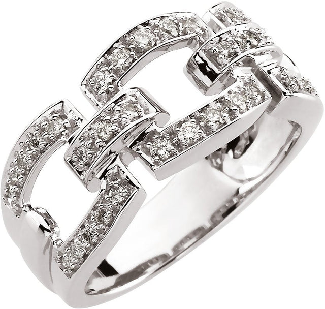 14K Gold Natural Diamond Accented Link Ring - Rose Gold