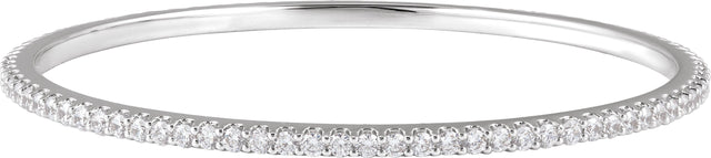 14K Gold Round Lab-Grown Diamond Accented Bangle Bracelet - White Gold