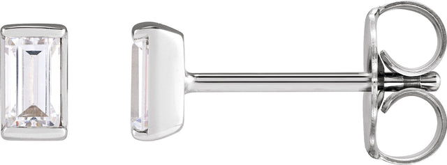14K Gold Natural Diamond Straight Baguette Channel-Set Stud Earrings - White Gold