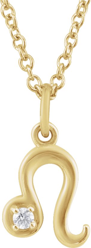 14K Gold Round Natural Diamond Accented Zodiac Necklace - Yellow Gold
