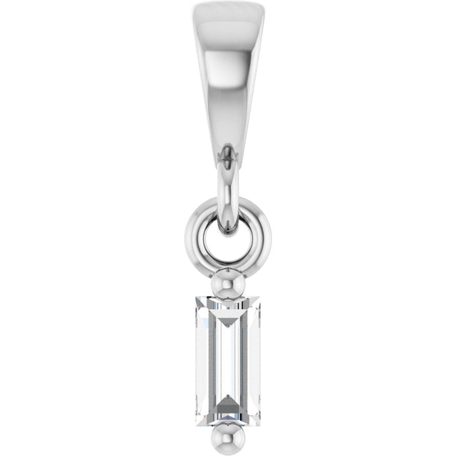Platinum Straight Baguette Natural Diamond Solitaire Pendant
