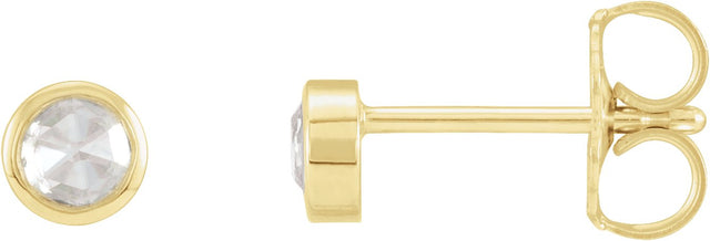 14K Gold Natural Diamond Round Bezel-Set Rose-Cut Stud Earrings - Yellow Gold