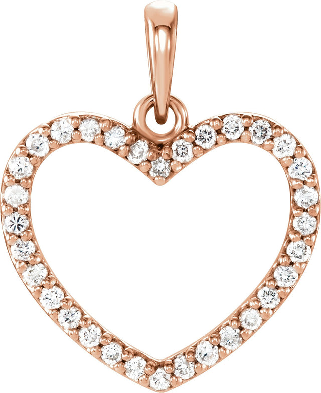 14K Gold Heart Pendant – 19.6x15.9mm - Rose Gold