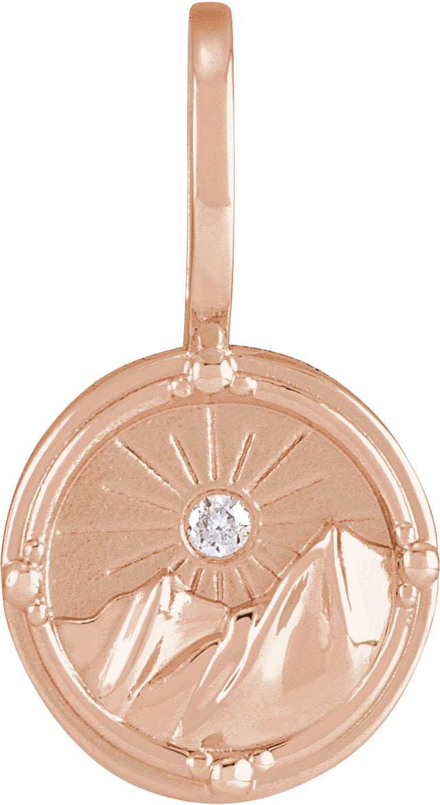 Men's 14K Gold Round Natural Diamond Element Pendant - Rose Gold