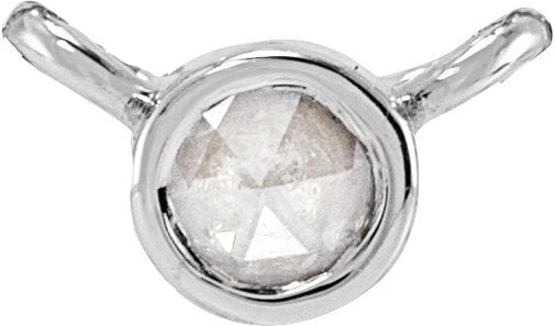 14K Gold Round Natural Diamond Rose-Cut Bezel-Set Necklace - White Gold