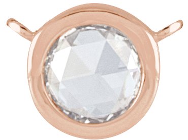 14K Gold Round Natural Diamond Rose-Cut Bezel-Set Necklace - Rose Gold