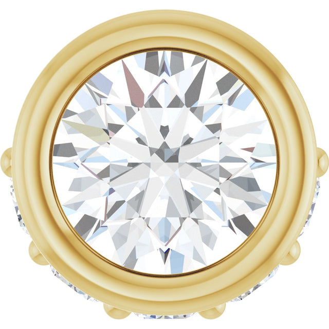 14K Gold Round Natural Diamond Accented Bezel-Set Necklace or Pendant - Yellow Gold