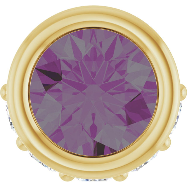 14K Gold Round Lab-Grown Alexandrite Accented Bezel-Set Necklace or Pendant - Yellow Gold