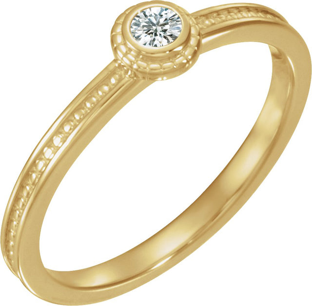 14K Gold Round Natural Diamond Family Stackable Ring – 3mm Stones - Yellow Gold
