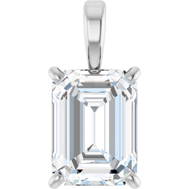 Platinum Lab-Grown Diamond Emerald 4-Prong Solitaire Pendant