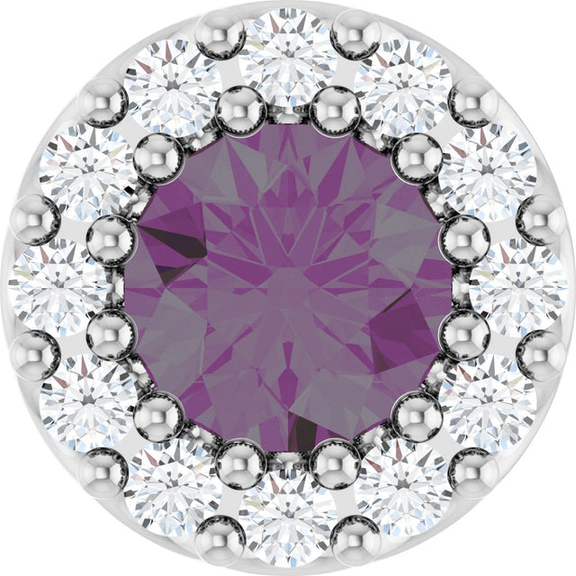 Platinum Round Lab-Grown Alexandrite Halo-Style Pendant