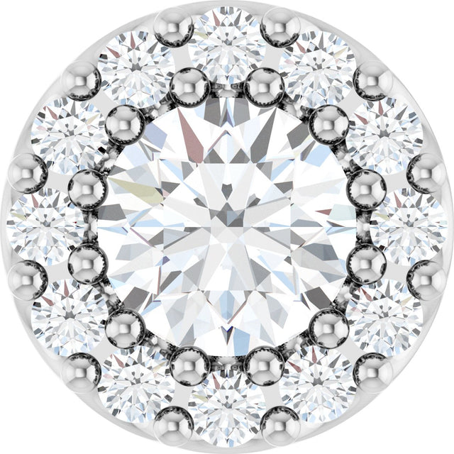 Platinum Round Natural White Sapphire Halo-Style Pendant