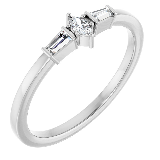Platinum Marquise Natural Diamond Stackable Ring