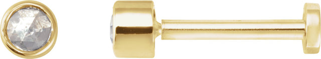 14K Gold Natural Diamond Round Rose-Cut Bezel-Set Earrings - Yellow Gold