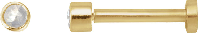 14K Gold Natural Diamond Round Rose-Cut Bezel-Set Earrings - Yellow Gold