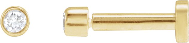 14K Gold Natural Diamond Round Bezel-Set Earrings - Yellow Gold