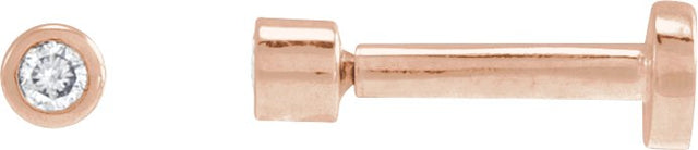 14K Gold Natural Diamond Round Bezel-Set Earrings - Rose Gold