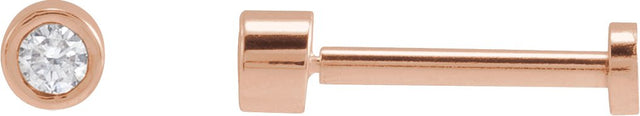 14K Gold Natural Diamond Round Bezel-Set Earrings - Rose Gold