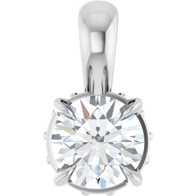 Platinum Round Natural Diamond Hidden Halo Pendant