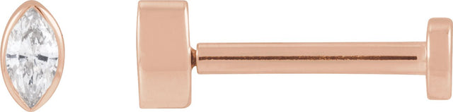 14K Gold Natural Diamond Marquise Bezel-Set Stud Earrings – 3.5x1.75mm - Rose Gold