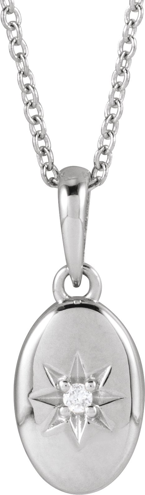 Platinum Round Natural Diamond Accented Star Pendant