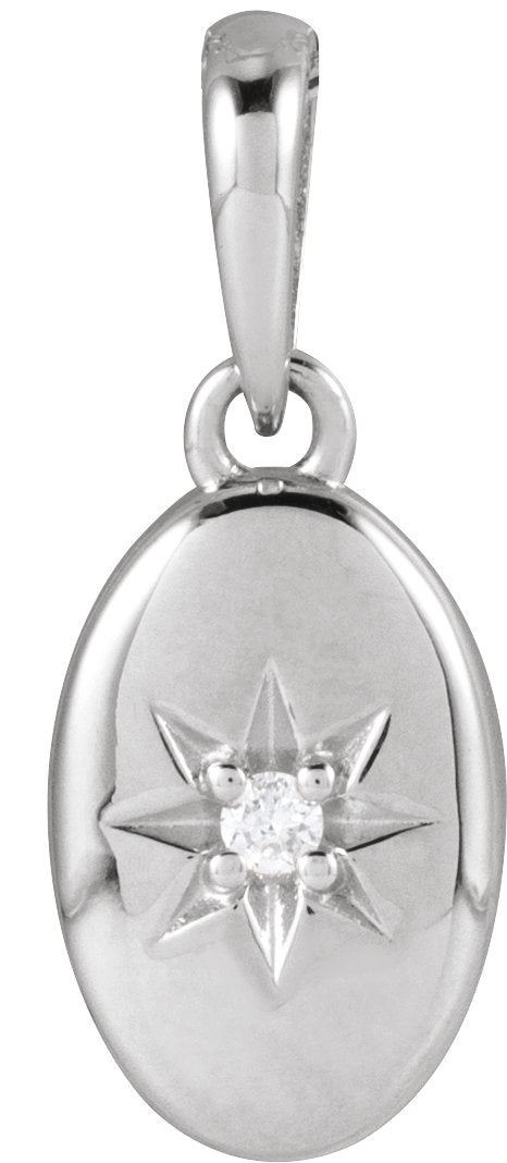 14K Gold Round Natural Diamond Accented Star Pendant – 0.015 CTW - White Gold