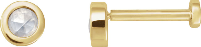 14K Gold Natural Diamond Round Rose-Cut Bezel-Set Earrings - Yellow Gold