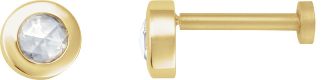 14K Gold Natural Diamond Round Rose-Cut Bezel-Set Earrings - Yellow Gold
