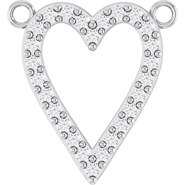 14K Gold Round Lab-Grown Diamond Accented Heart Necklace - White Gold
