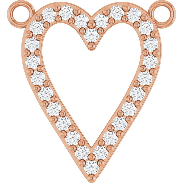 14K Gold Round Lab-Grown Diamond Accented Heart Necklace - Rose Gold