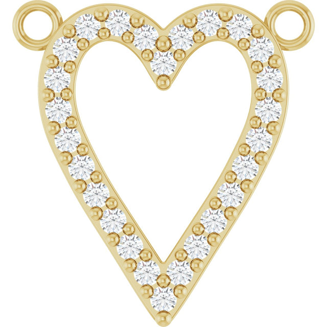 14K Gold Round Lab-Grown Diamond Accented Heart Necklace - Yellow Gold
